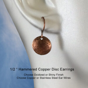 Earrings - Half inch hammered copper discs