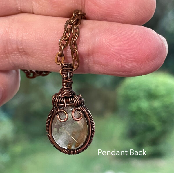 Rutilated Quartz and Woven Copper Wire Pendant 2