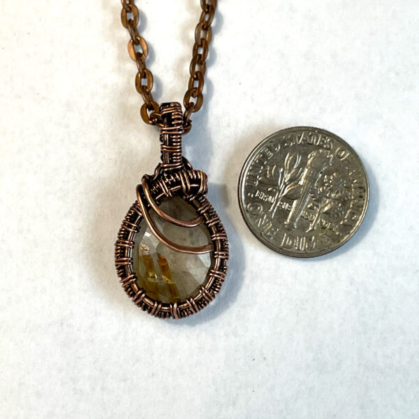 Rutilated Quartz and Woven Copper Wire Pendant 2