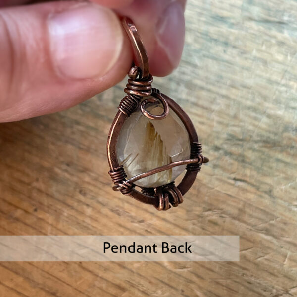 Faceted Rutilated Quartz Pendant with Copper Wire wrap (3)