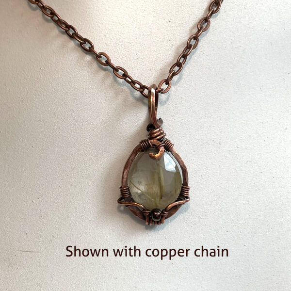 Faceted Rutilated Quartz Pendant with Copper Wire wrap (3)