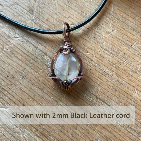 Faceted Rutilated Quartz Pendant with Copper Wire wrap (3)