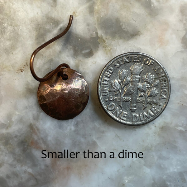 Small Hammered copper disc earrings