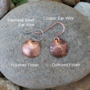 1/2 inch hammered copper disc earrings