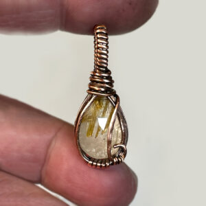 Faceted Rutilated Quartz Pendant (4) in wrapped copper wire
