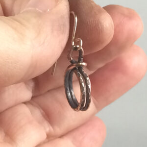 Small double hoop copper earrings
