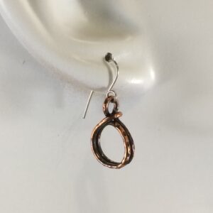 Small double hoop copper earrings