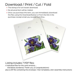 Columbine note card printable uncut sheets